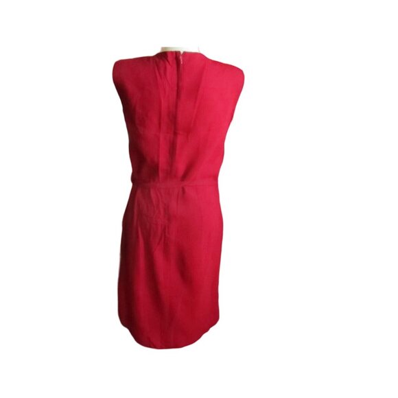 6/8 Vintage 1960's Dress Belted MR FINE DALLAS TEXAS BLOOD RED MIDI SLEEVELESS - Picture 3 of 8